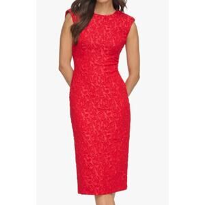 Calvin Klein Women's Lace Textured Midi Dress Red 10